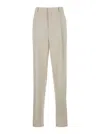 Saint Laurent Beige Pants With Belt Loops In Wool Man In Multicolor