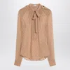 Saint Laurent Beige Polka Dot Blouse In Silk Blend Women