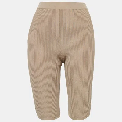Pre-owned Saint Laurent Beige Rib Knit Cycling Rider Shorts Xs