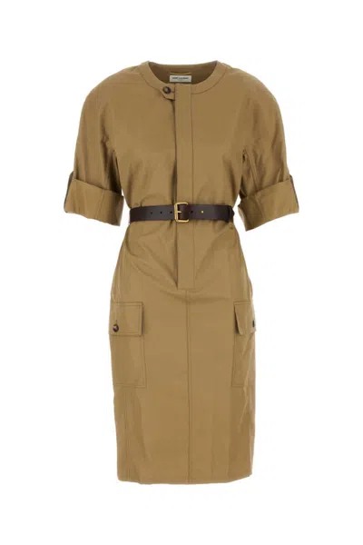 SAINT LAURENT BEIGE ROBE DRESS