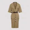 Saint Laurent Saharienne Dress In Beige
