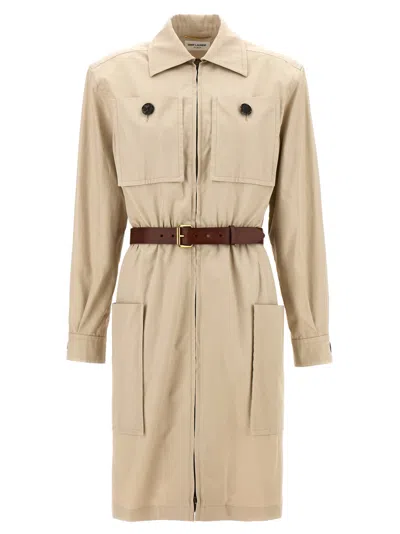 SAINT LAURENT BEIGE SAHARIENNE DRESS