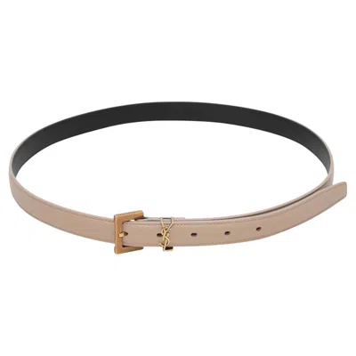 Pre-owned Saint Laurent Beige  Thin Leather Belt In Brown