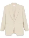 Saint Laurent White Single-breasted Jacket With Peak Revers In Wool Woman In Beige
