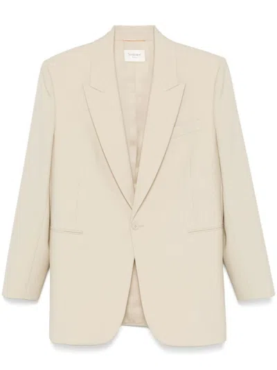 SAINT LAURENT BEIGE SINGLE-BREASTED BLAZER