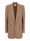 Saint Laurent Beige Silk Crêpe Blazer In Beige