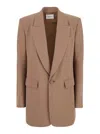 Saint Laurent Beige Silk Crêpe Blazer In Multicolor