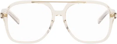 Saint Laurent Beige Sl 545 Corner Angle Optical Frame Glasses In Gold