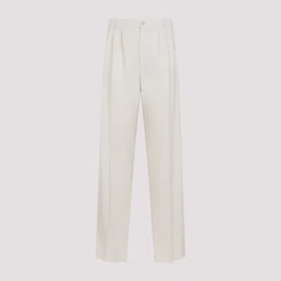 SAINT LAURENT BEIGE STRAIGHT LEG WOOL PANTS