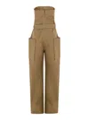 Saint Laurent Strapless Belted Jumpsuit In Beige