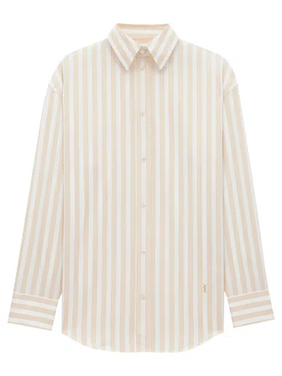 SAINT LAURENT BEIGE STRIPED SHIRT