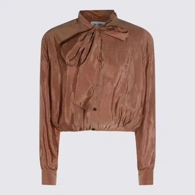 Saint Laurent Beige Top In Brown