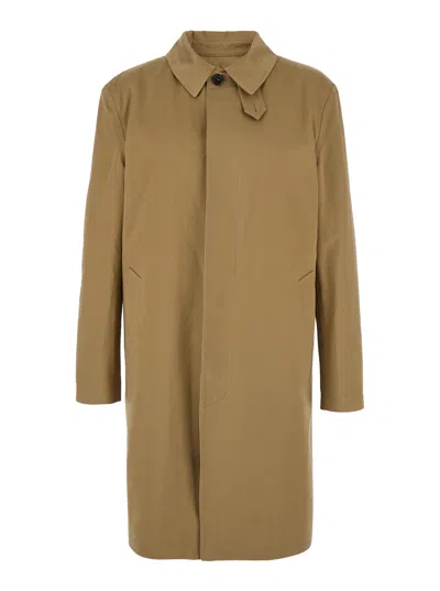 Saint Laurent Beige Trench With Hidden Button Closure In Cotton Man In Brown