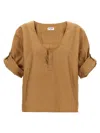 Saint Laurent Top In Twill Cammello Donna In Beige