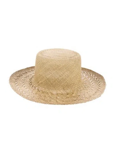 Pre-owned Saint Laurent Beige Whipstitched Wide Brim Hat With Tags In Neutral