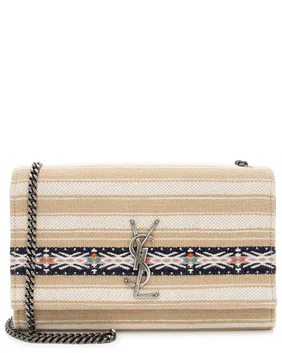 Saint Laurent Beige, White Canvas Kate Shoulder Bag (authentic Pre-loved)