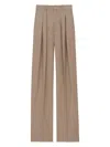 Saint Laurent Wide-leg Tailored Pants In Caviar Wool