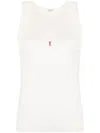 Saint Laurent Logo-embroidered Wool Tank Top In Beige