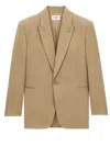 Saint Laurent Paris Men Wool Gabardine Single-breasted Jacket In Beige