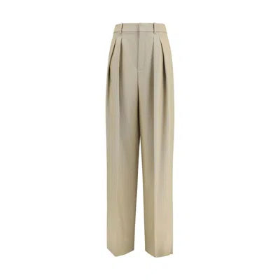 Saint Laurent Beige Wool Oves Aries Dress Women's Pants In Neutral