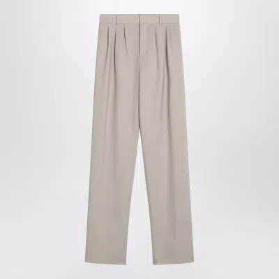 Saint Laurent Beige Wool Trousers In Gray