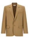 Saint Laurent Paris Men Wool Gabardine Single-breasted Jacket In Beige