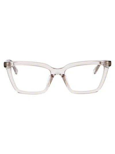 Saint Laurent Beige-beige-transparent Acetate Glasses In Neutral