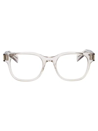 Saint Laurent Beige-beige-transparent Acetate Glasses In Gray