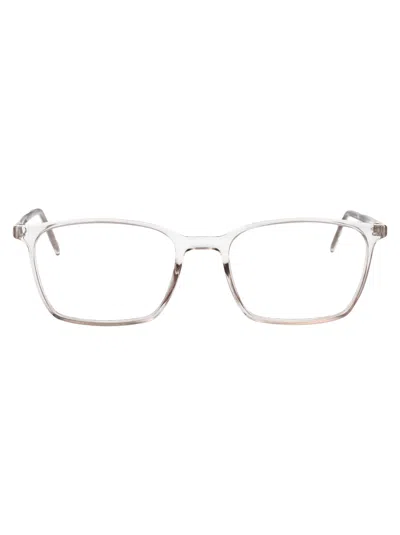 Saint Laurent Beige-beige-transparent Injected Glasses In Metallic
