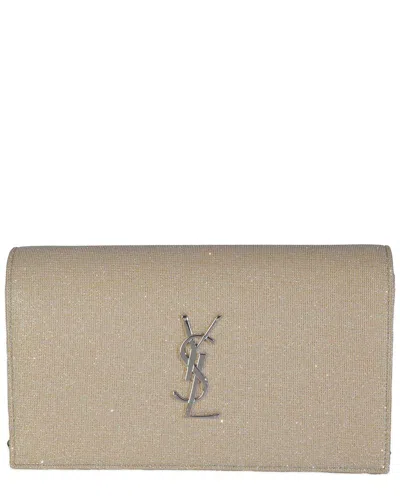 Saint Laurent Beige/metallic Fabric Monogram Kate Chain Bag (authentic Pre-  Loved) In Neutral