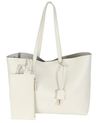 SAINT LAURENT SAINT LAURENT BEIGE/NEUTRAL LEATHER LARGE SHOPPING TOTE (AUTHENTIC PRE-LOVED)