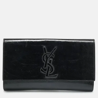 Pre-owned Saint Laurent Belle De Jour Black Patent Leather Clutch