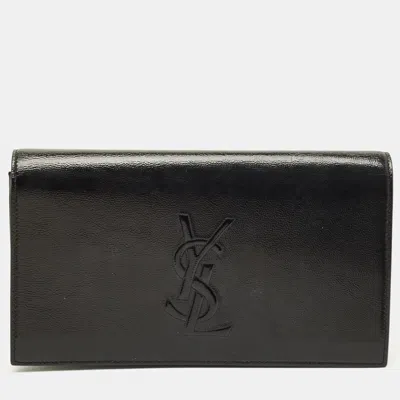 Pre-owned Saint Laurent Belle De Jour Black Patent Leather Clutch