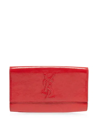 Pre-owned Saint Laurent Belle De Jour Flap Clutch Bag In Red