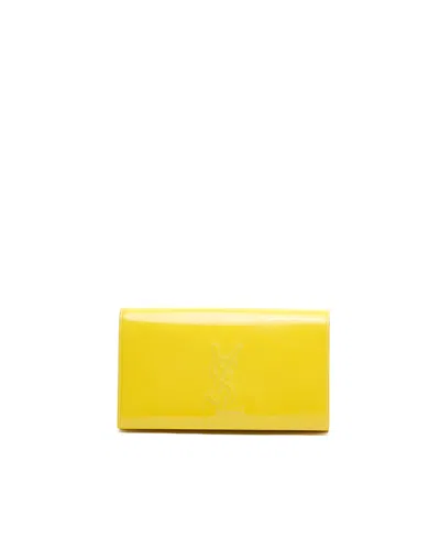 Saint Laurent Belle De Jour Patent Clutch Bag In Yellow