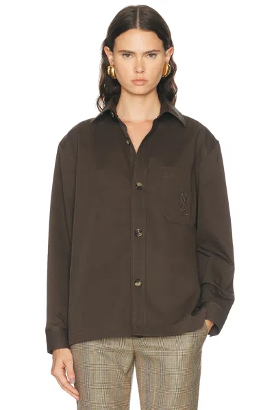 Saint Laurent Bellechasse Denim Top In Brown