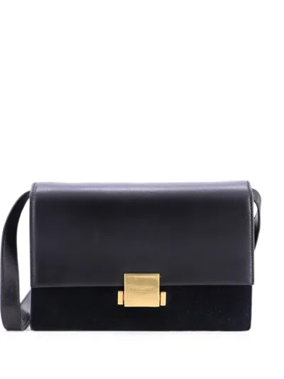 Pre-owned Saint Laurent Bellechasse Shoulder Bag Suede And Leather Medium Crossbody Bag In Black