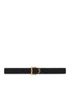 Saint Laurent Cassandre Belt With Square Buckle In Hammered Leather