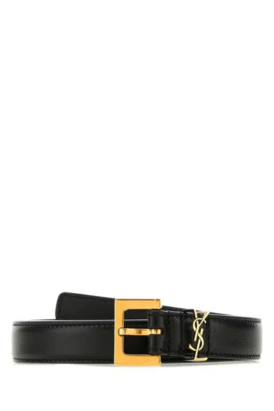 Saint Laurent Black Monogram Leather Belt