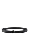 Saint Laurent Black Cassandre Belt In Grained Leather Men In Black