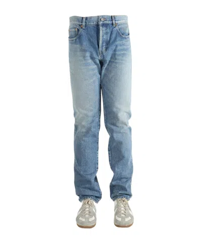 Saint Laurent Belt-loop Buttoned Trousers In Multi