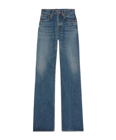 Saint Laurent Belt Loop Denim Trousers In Blue