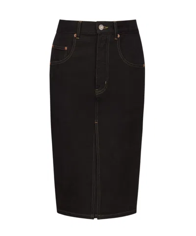 Saint Laurent Belt Loop Midi Skirt In Black