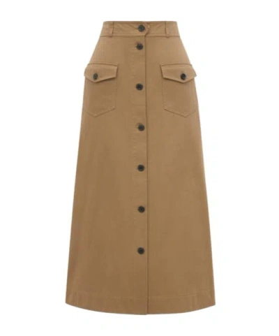 SAINT LAURENT SAINT LAURENT BUTTON DETAILED A-LINE SKIRT
