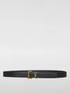 Saint Laurent Cassandre Belt With Square Buckle In Smooth Leather In Black