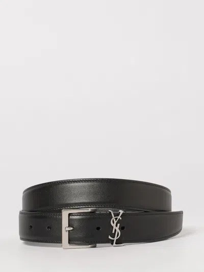 Saint Laurent Calfskin Leather Belt In Black