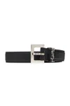 Saint Laurent Black Logo Keeper Belt In Black