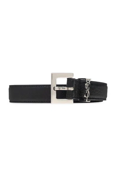 Saint Laurent Black Logo Keeper Belt