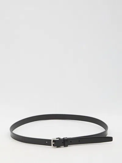 Saint Laurent Cassandre Interwoven Leather Belt In Black