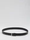 Saint Laurent Square Buckle Leather Belt In Black